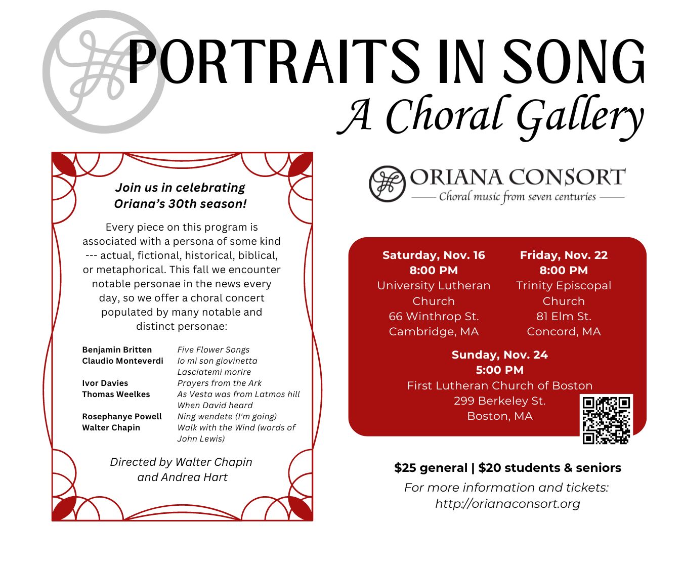 The Oriana Consort: "Portraits in Song"